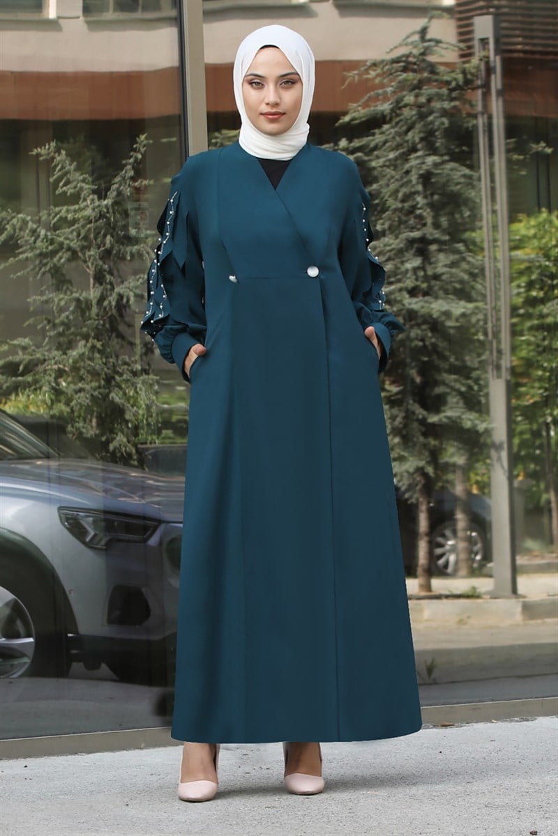 4061 Lazer Kesim Kol Detaylı Ferace Petrol