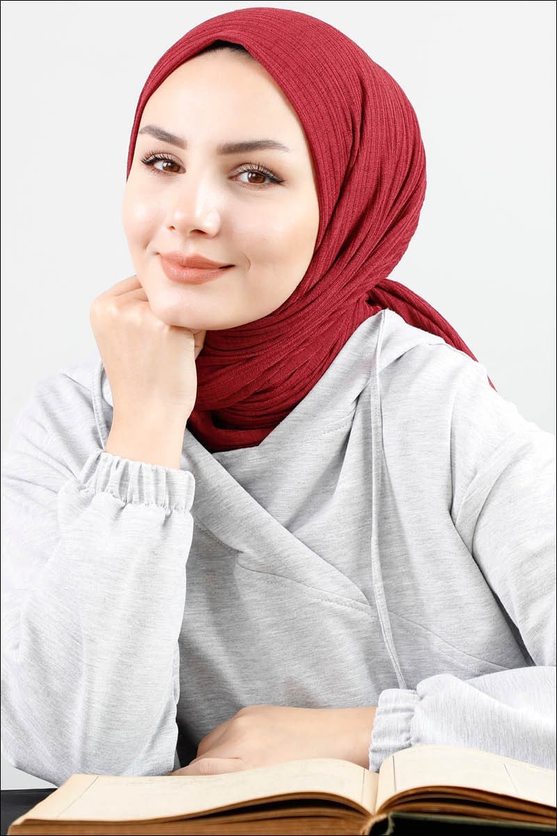 4414 Örme Spor Kırmızı Şal