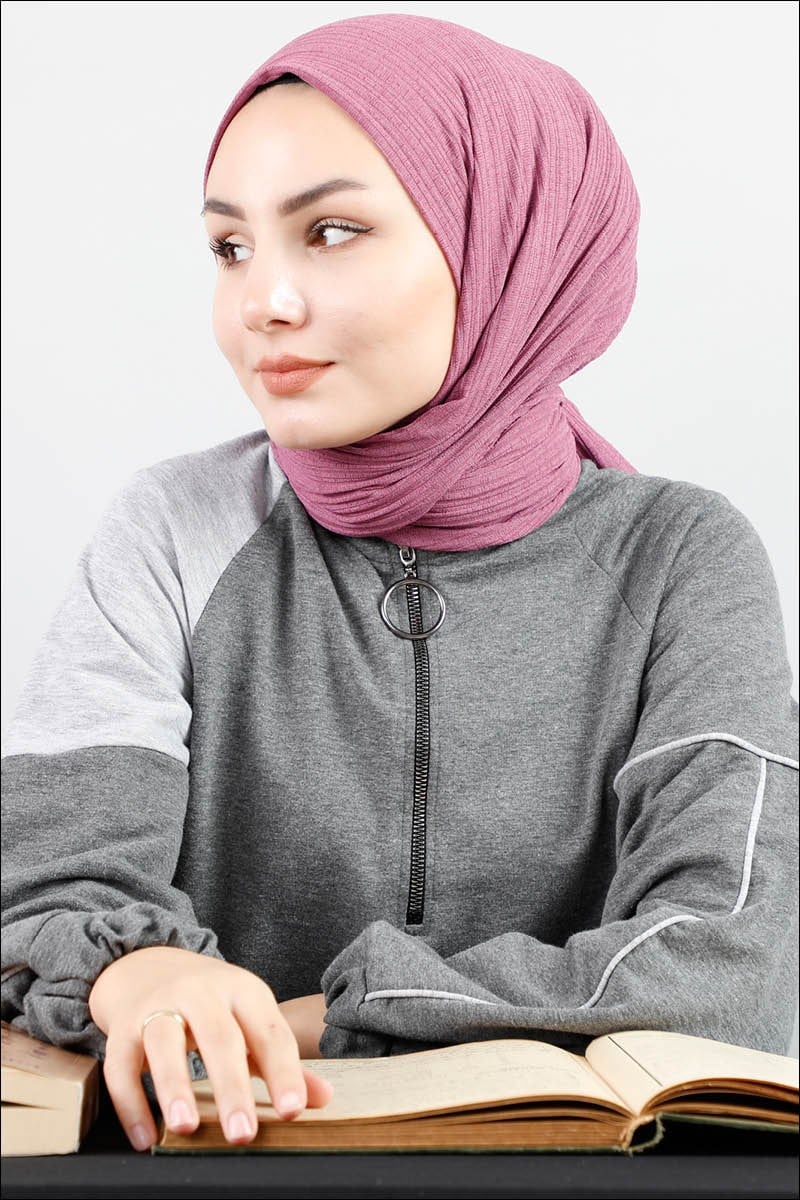 4414 Örme Spor Pembe Şal