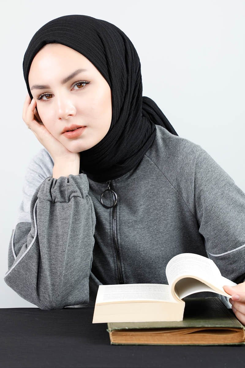 4414 Örme Spor Siyah Şal