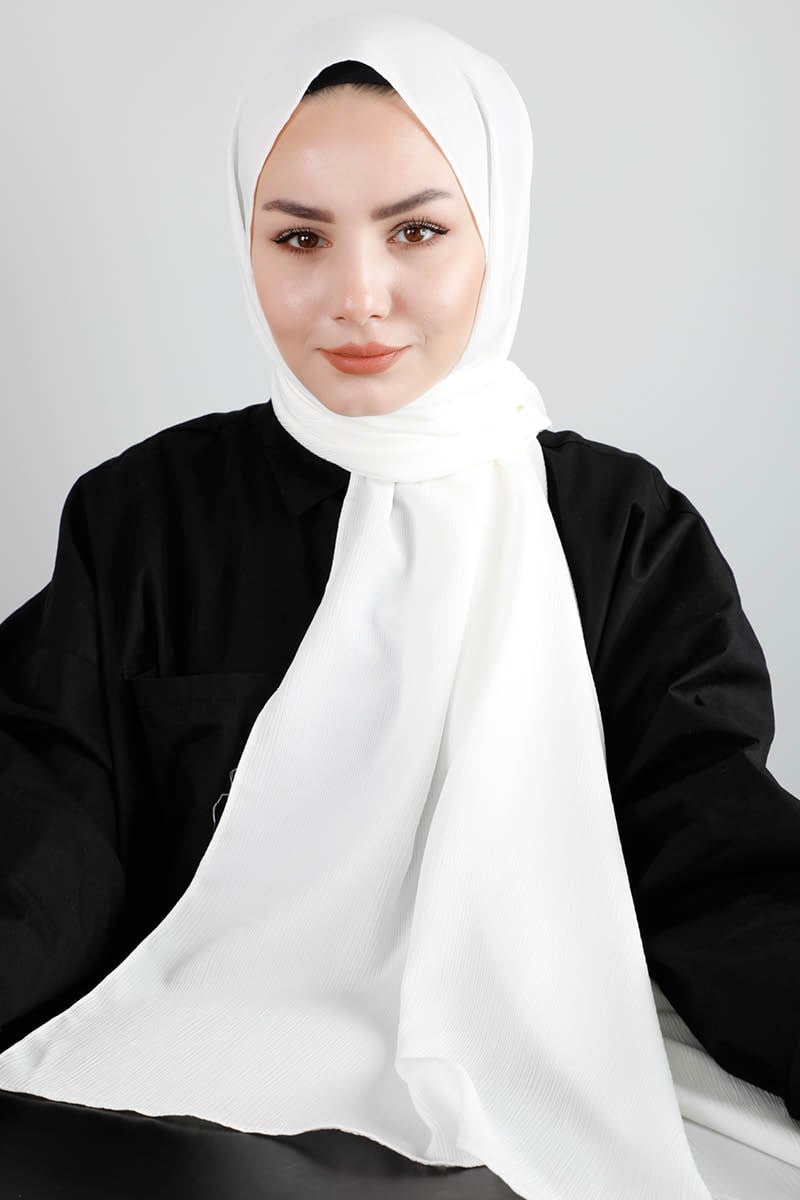 4415 Astra Medine İpeği Kırık Beyaz Şal