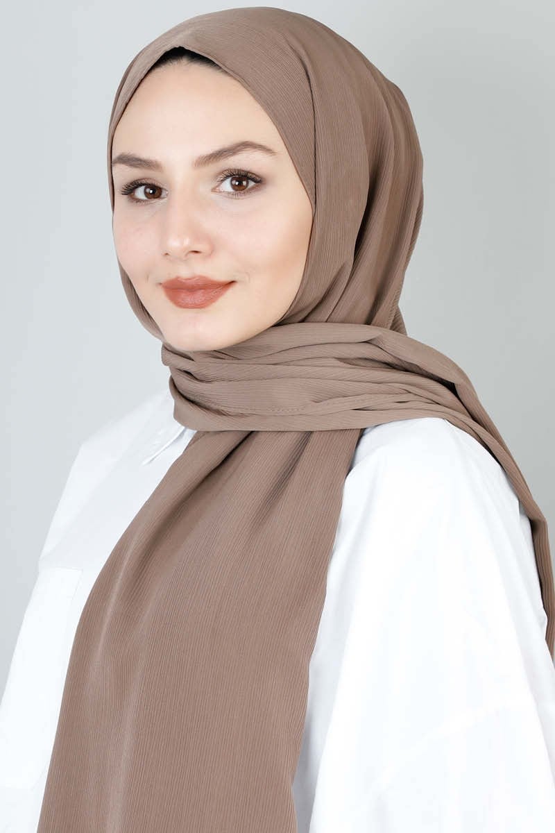 4415 Astra Medine İpeği Koyu Vizon Şal