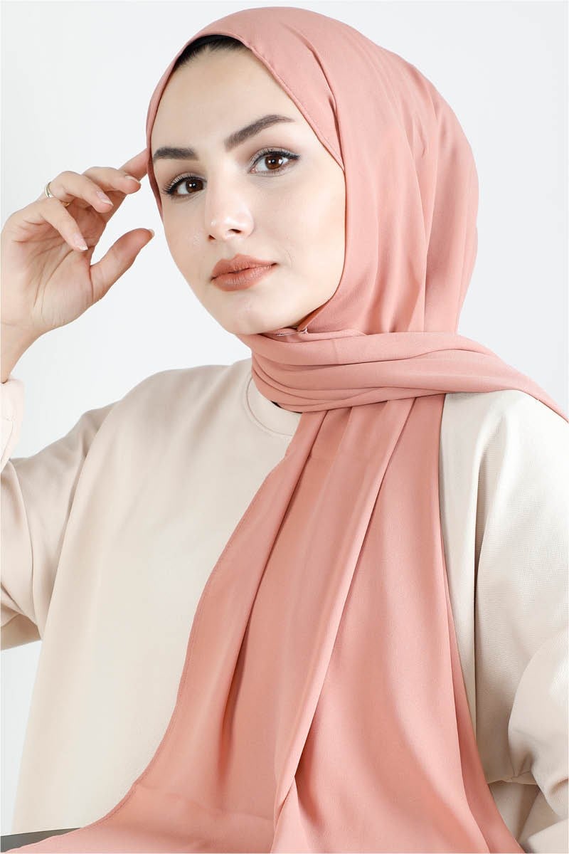 7777 Krep Şifon Soft Pembe Şal 