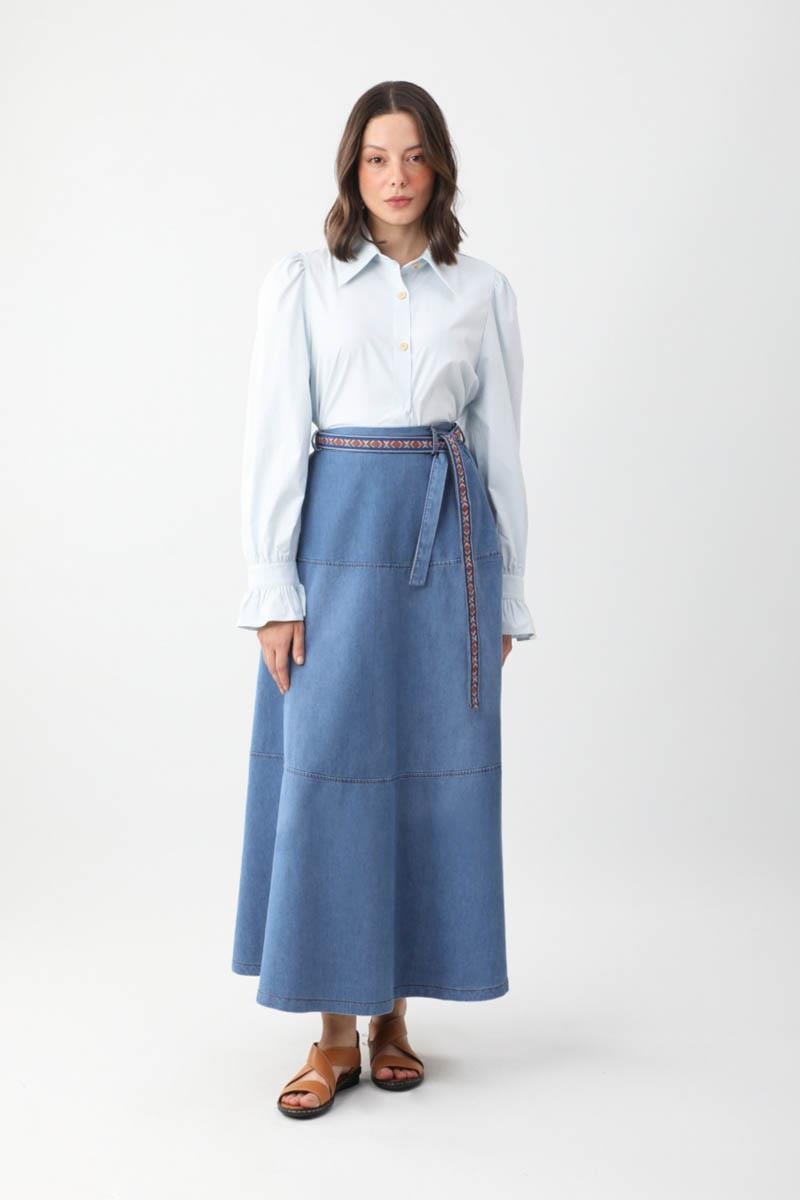 Akel Denim Etek Açık Mavi