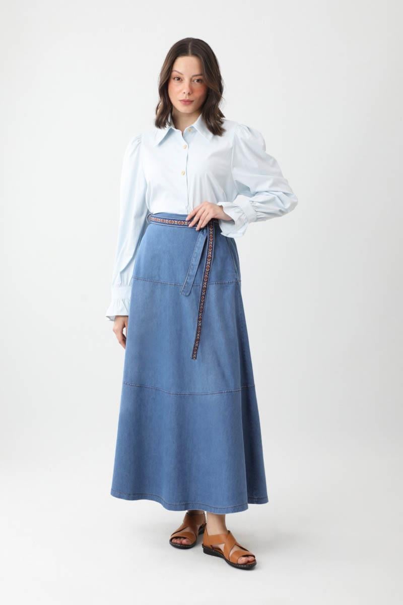 Akel Denim Etek Açık Mavi