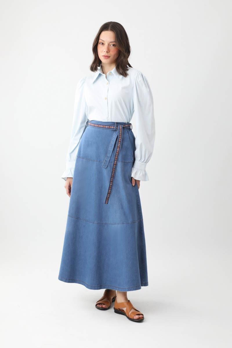 Akel Denim Etek Açık Mavi