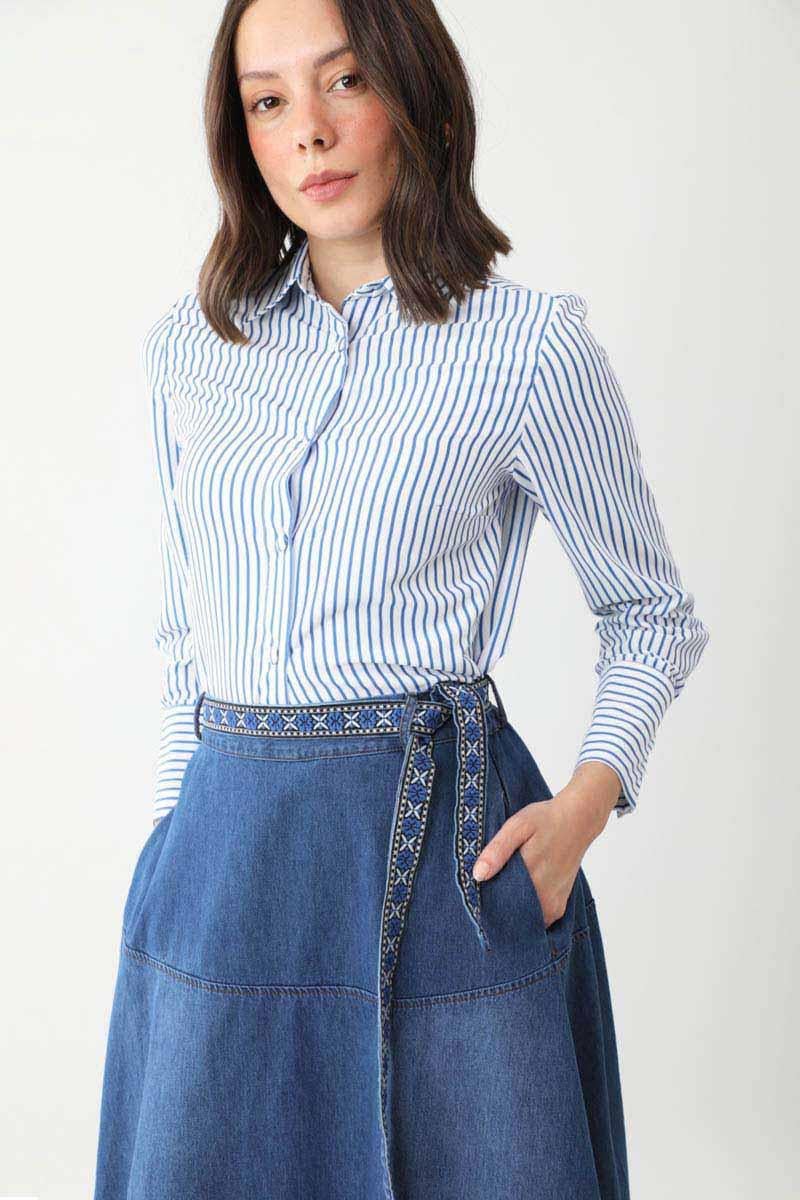 Akel Denim Etek Mavi