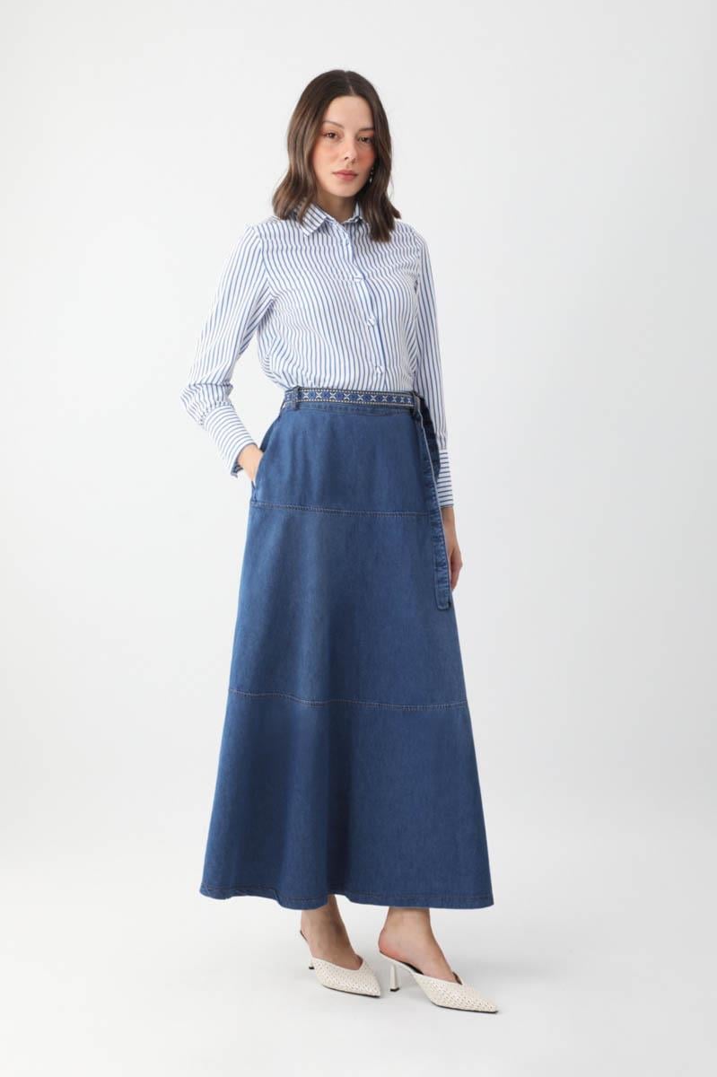 Akel Denim Etek Mavi