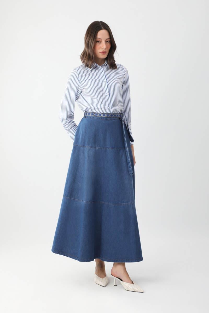 Akel Denim Etek Mavi