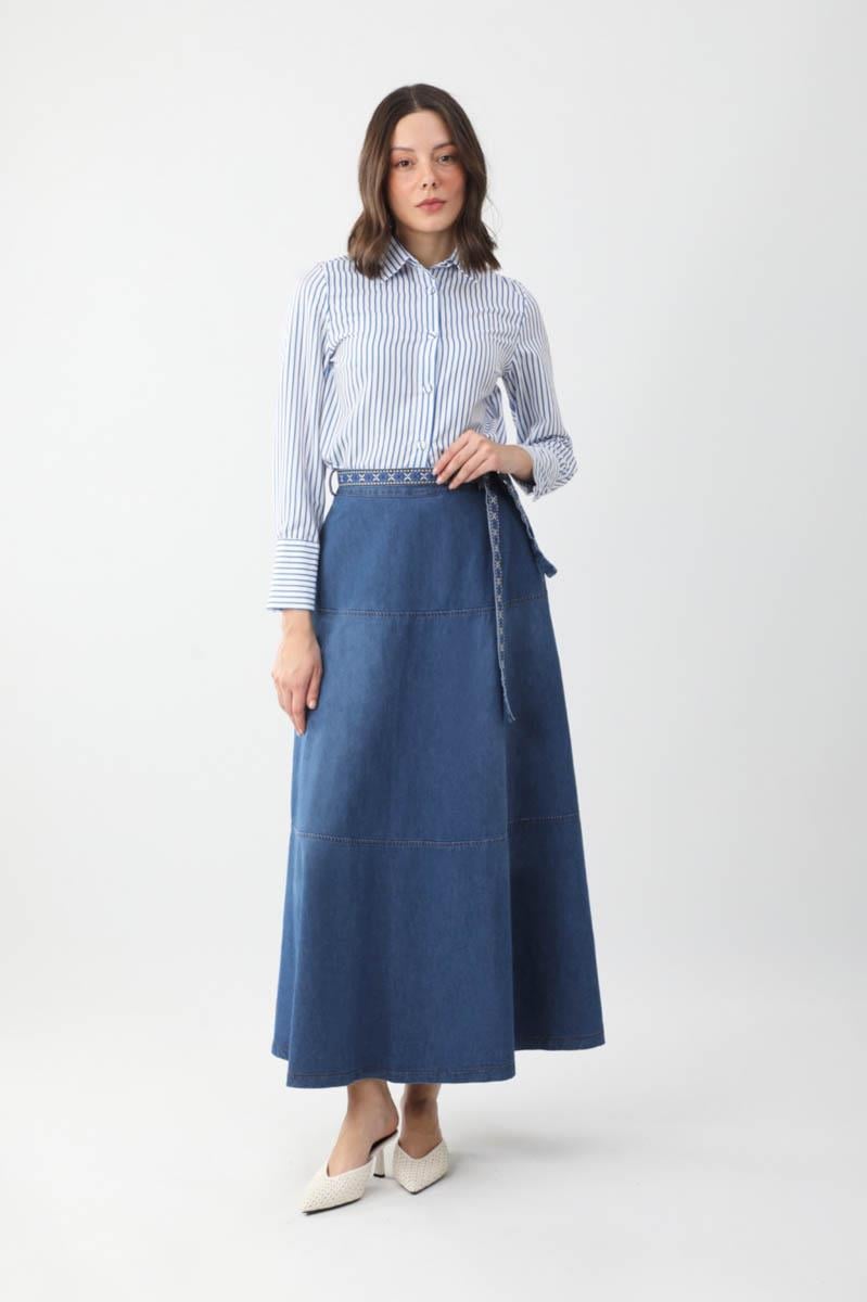 Akel Denim Etek Mavi