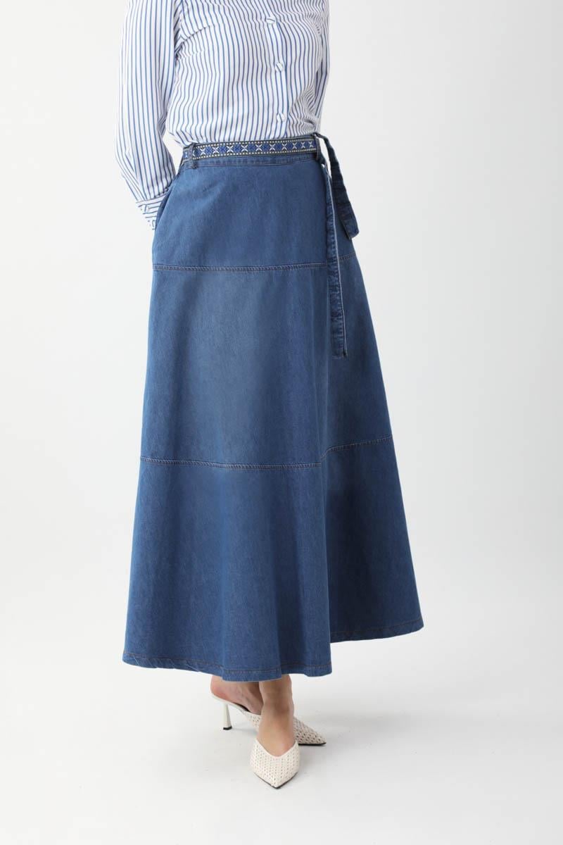 Akel Denim Etek Mavi