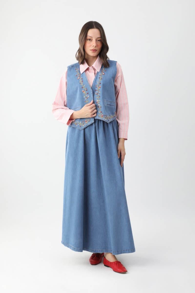 Alçiçek Denim Takım Koyu Mavi