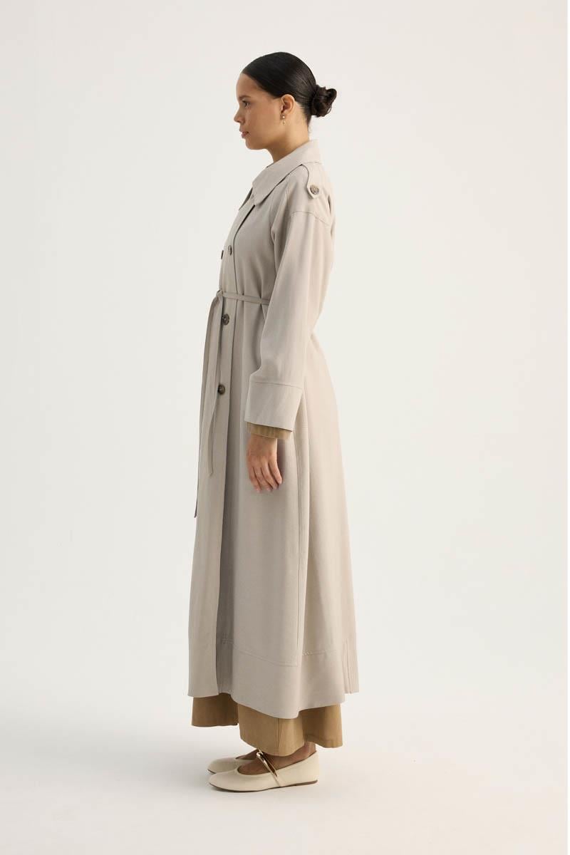 Apoletli Kruvaze Trençkot Taş