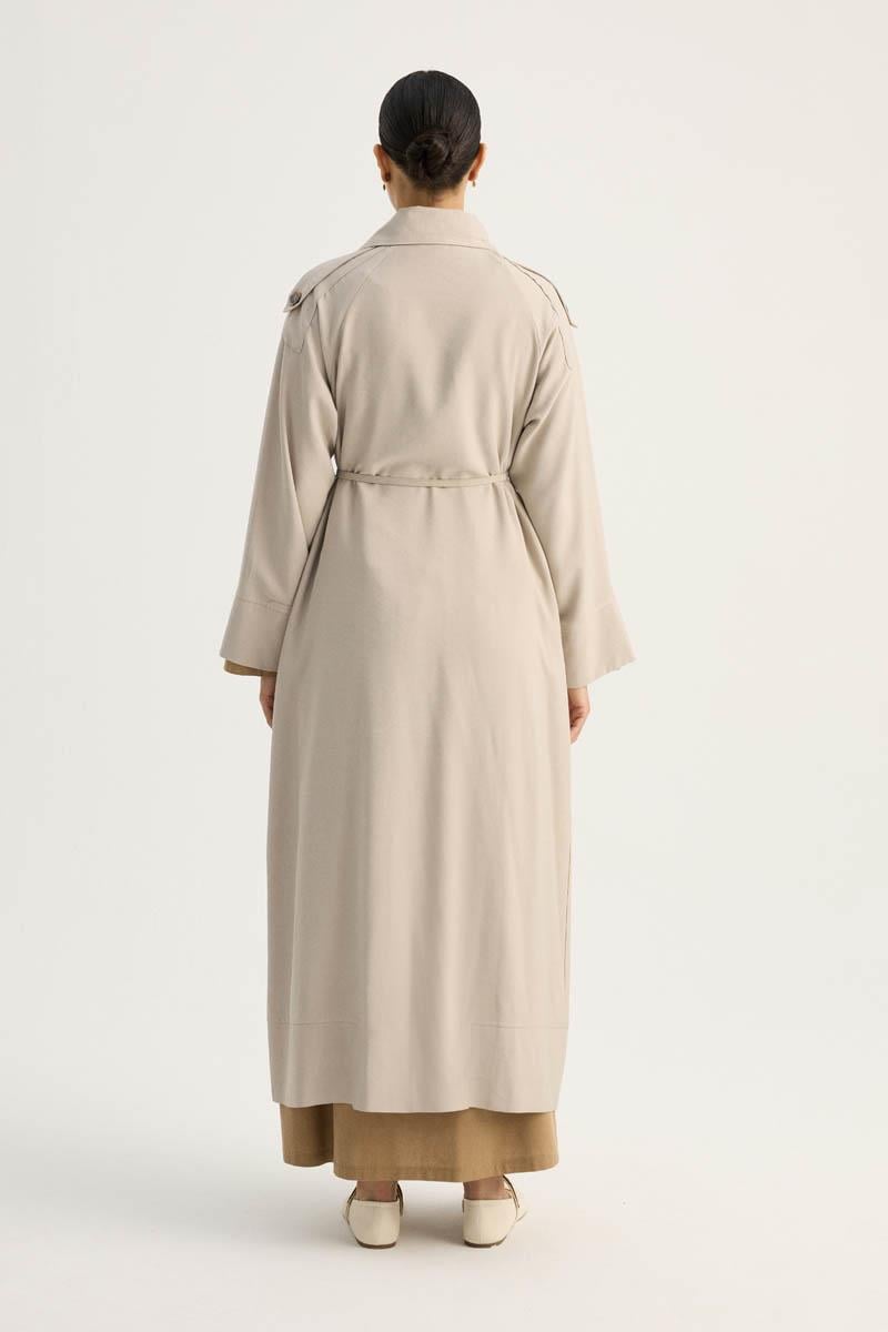 Apoletli Kruvaze Trençkot Taş