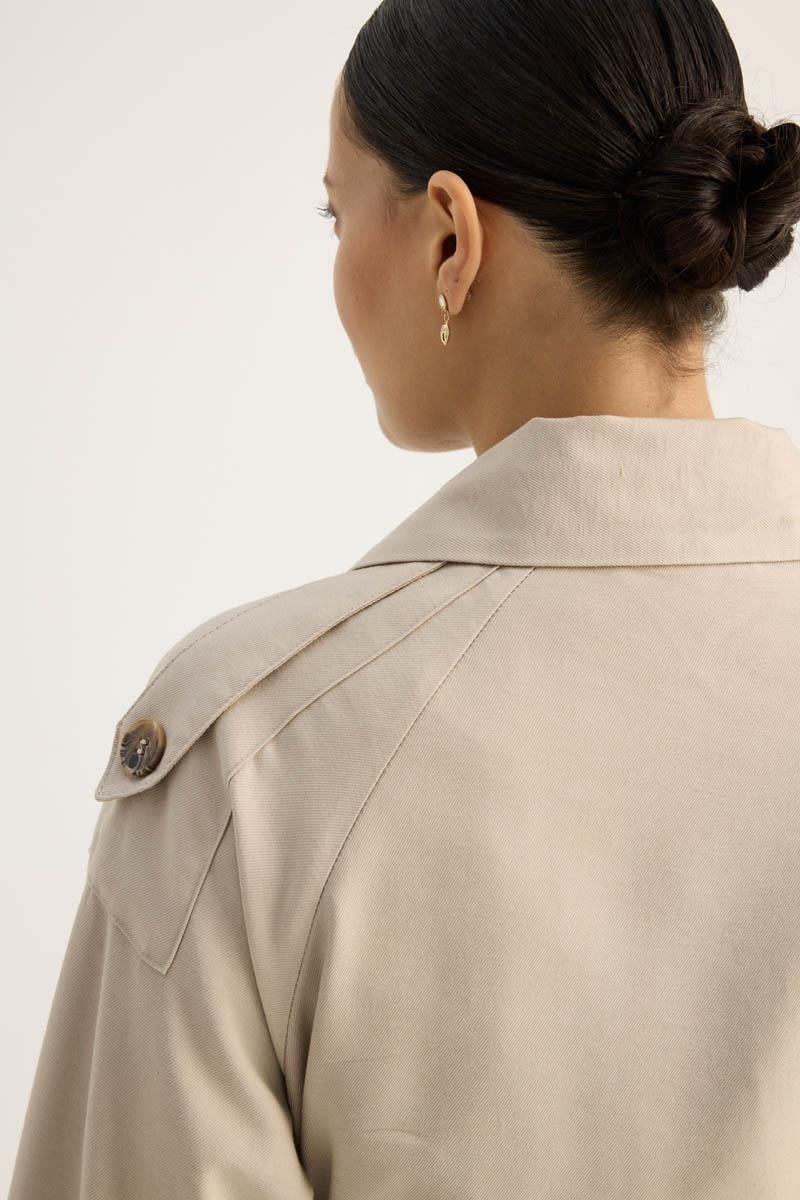 Apoletli Kruvaze Trençkot Taş