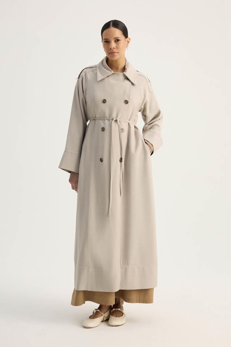 Apoletli Kruvaze Trençkot Taş