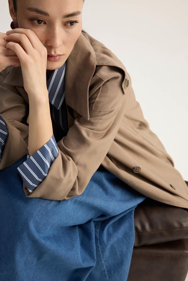 Apoletli Kruvaze Trençkot Vizon