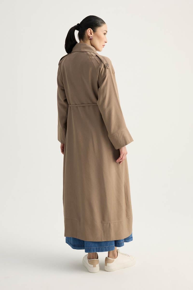 Apoletli Kruvaze Trençkot Vizon