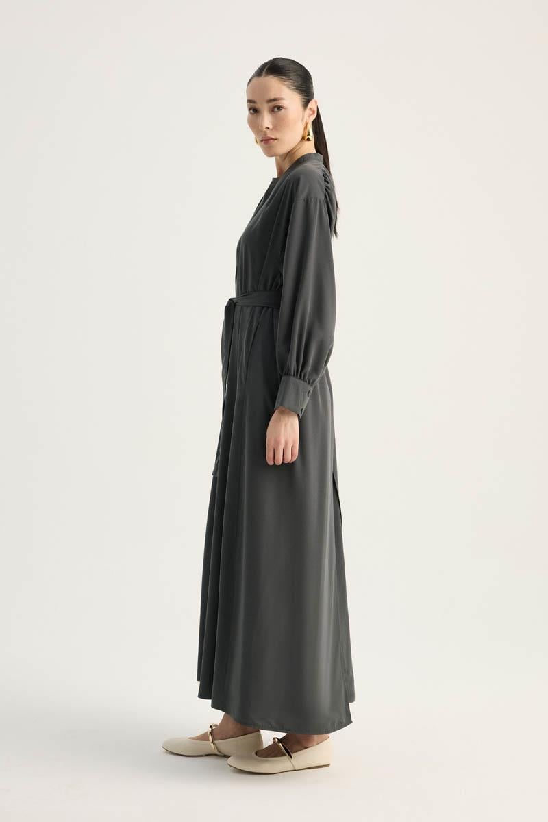 Arka Parçalı Abaya Takım Antrasit