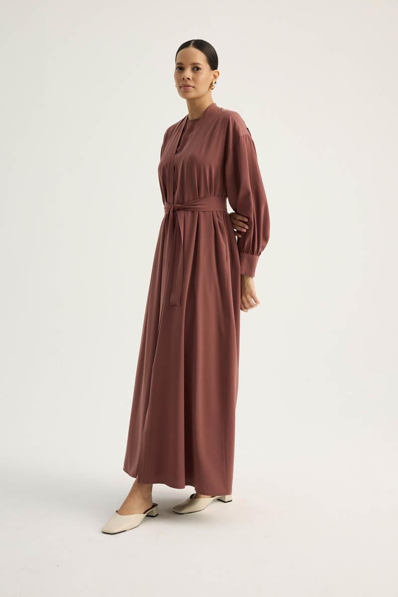 Arka Parçalı Abaya Takım Kiremit