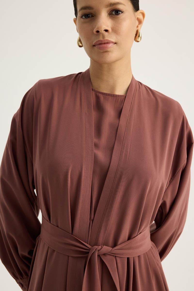 Arka Parçalı Abaya Takım Kiremit