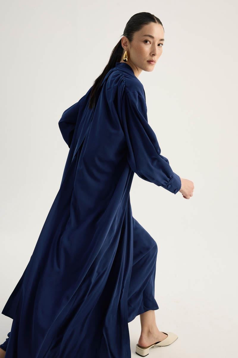 Arka Parçalı Abaya Takım Lacivert