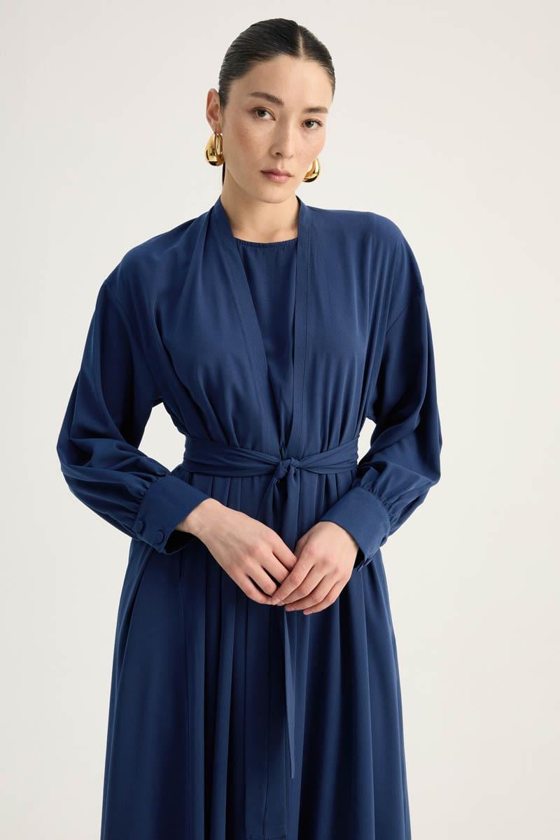 Arka Parçalı Abaya Takım Lacivert