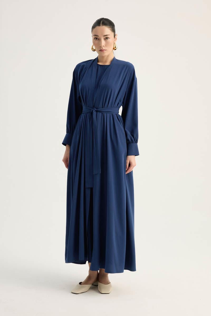 Arka Parçalı Abaya Takım Lacivert