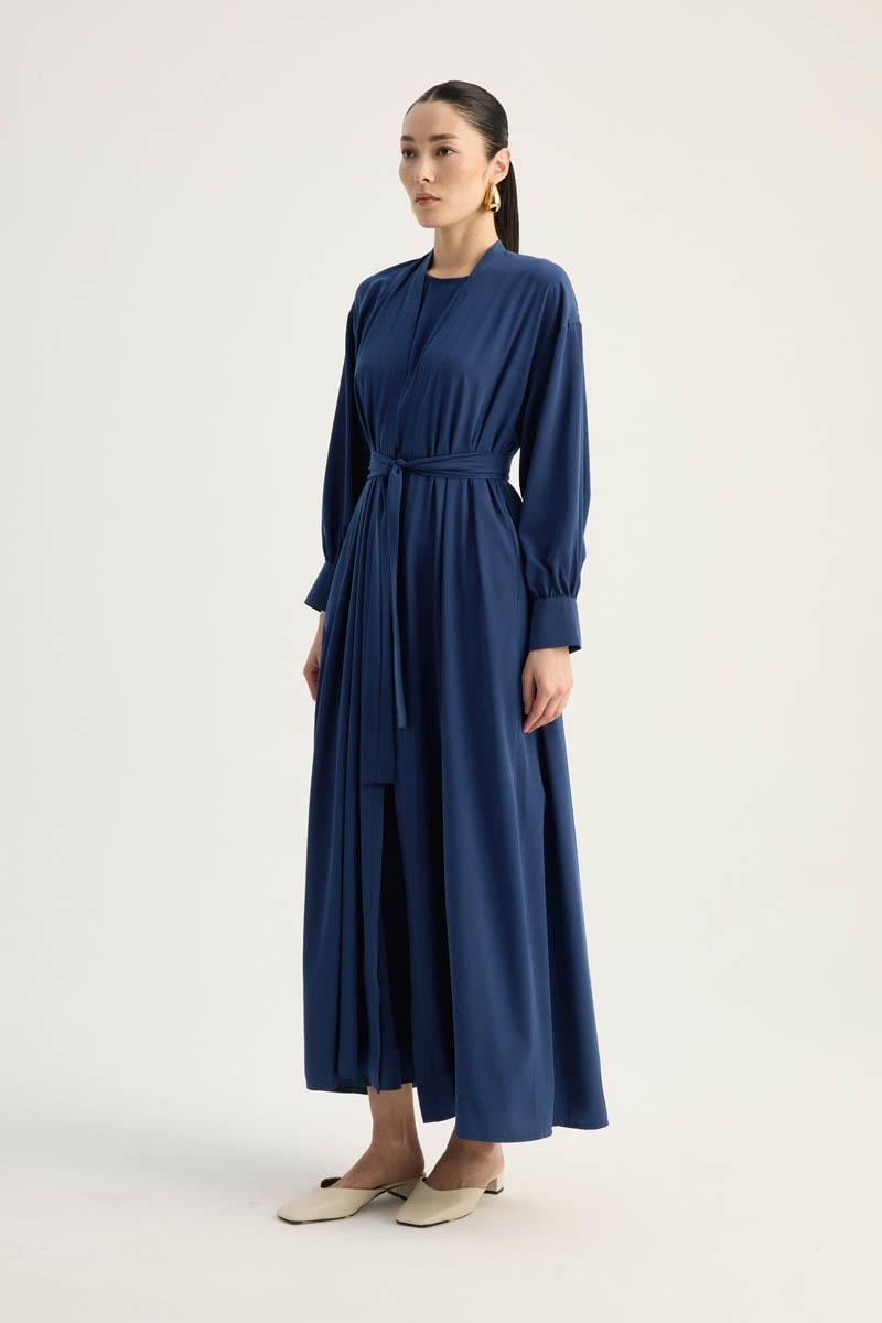 Arka Parçalı Abaya Takım Lacivert