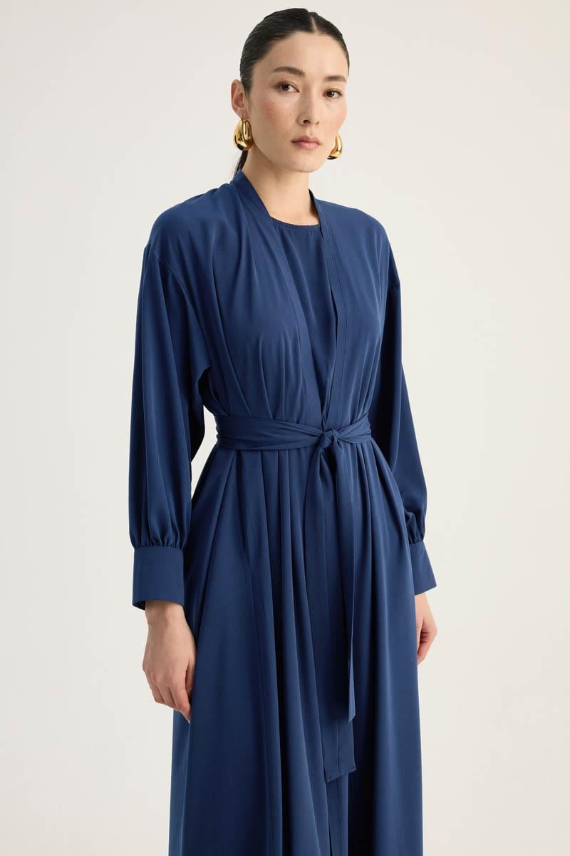 Arka Parçalı Abaya Takım Lacivert