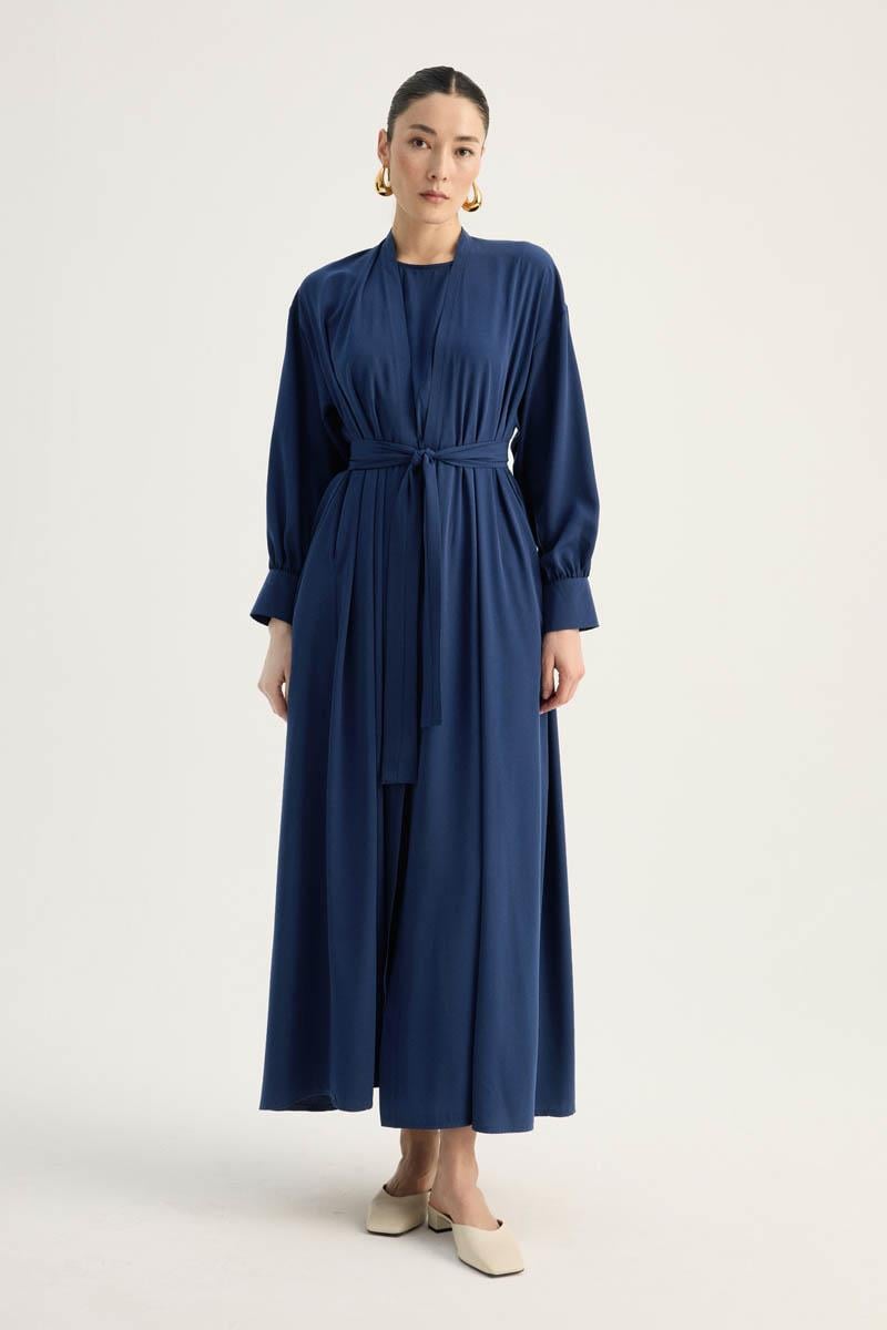 Arka Parçalı Abaya Takım Lacivert