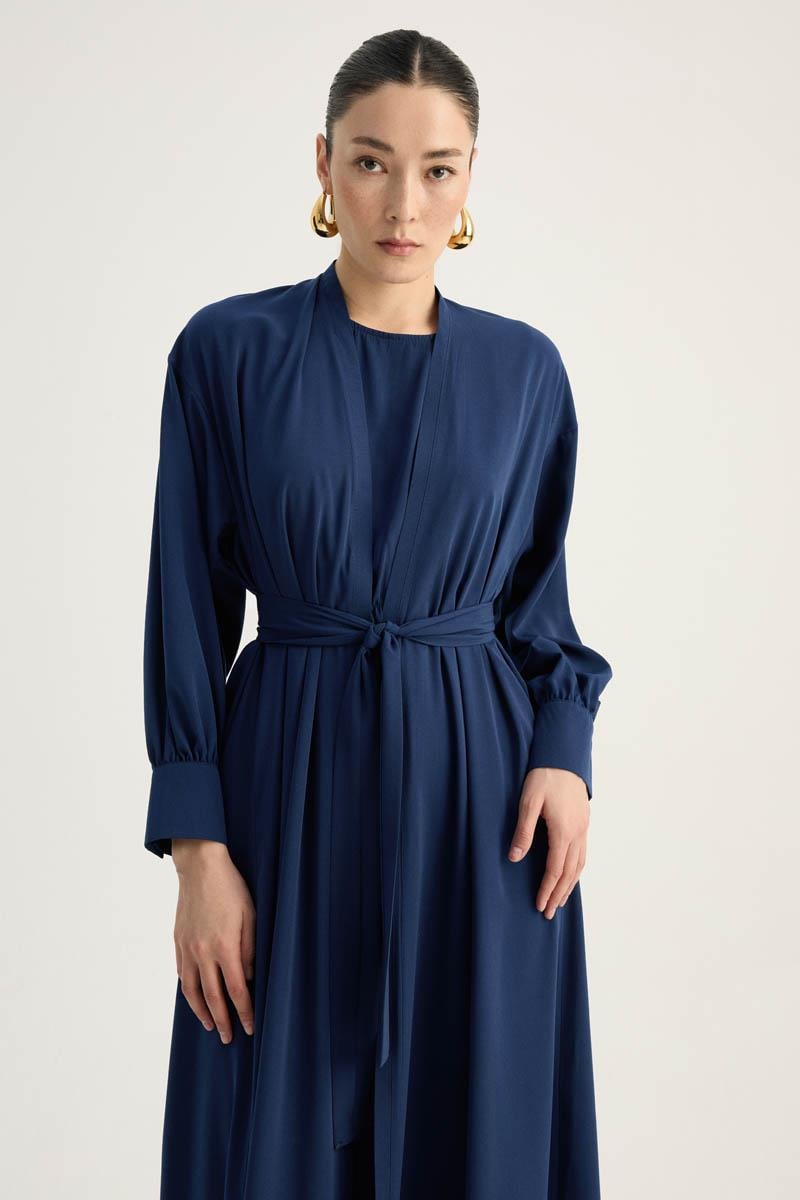 Arka Parçalı Abaya Takım Lacivert