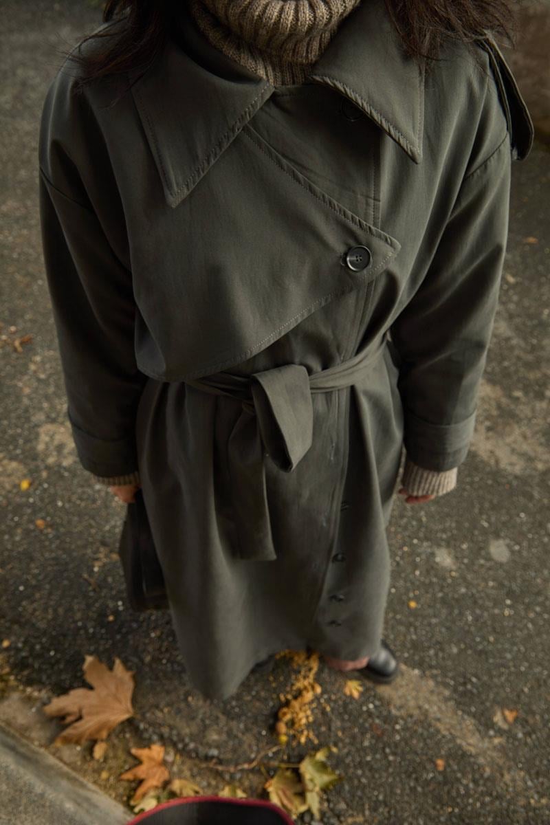 Asimetrik Düşük Kol Trençkot Antrasit