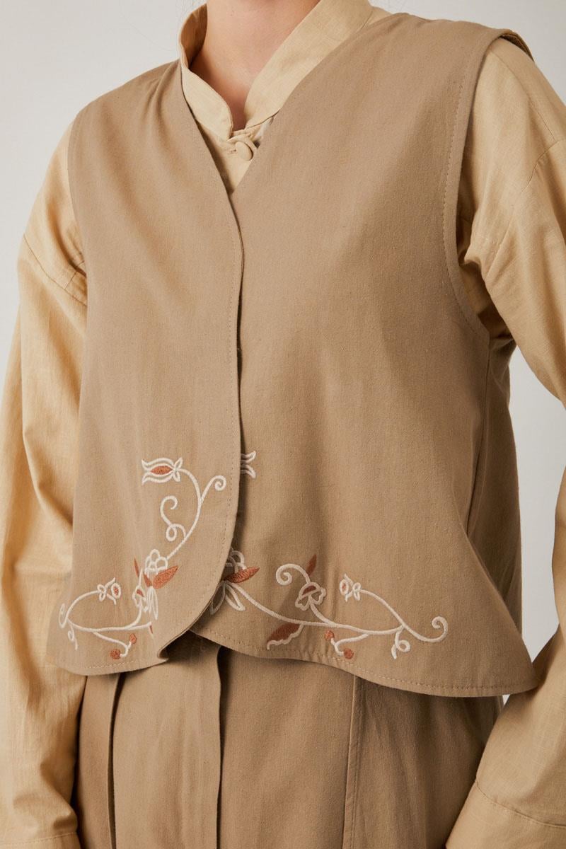 Asimetrik Etekli Yelek Takım Vizon