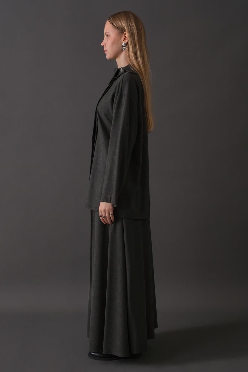 Asimetrik Yaka Gömlek Antrasit