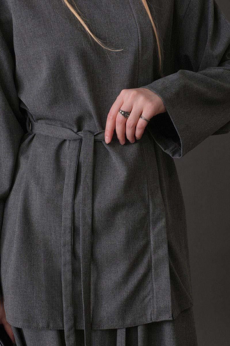 Asimetrik Yaka Gömlek Gri 