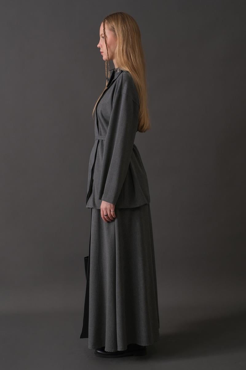 Asimetrik Yaka Gömlek Gri 