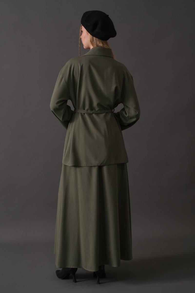 Asimetrik Yaka Gömlek Haki