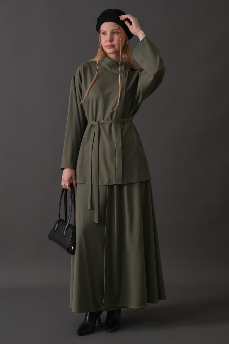 Asimetrik Yaka Gömlek Haki