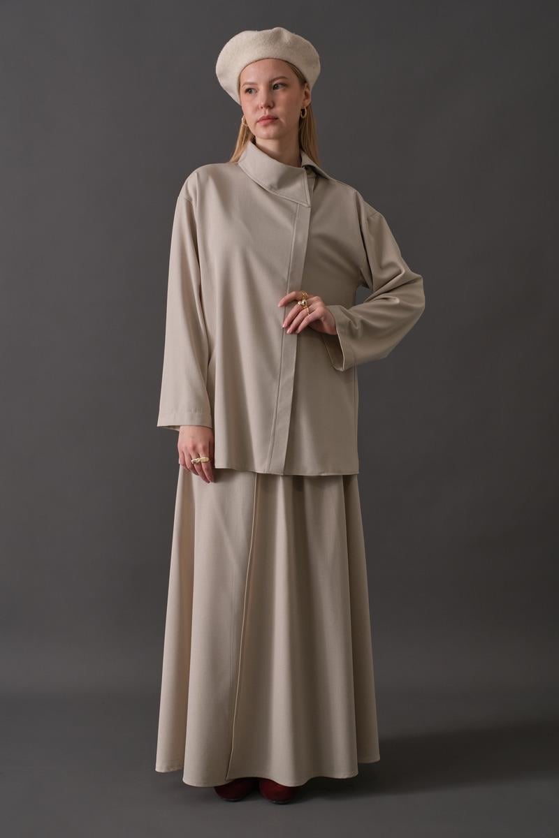 Asimetrik Yaka Gömlek Taş