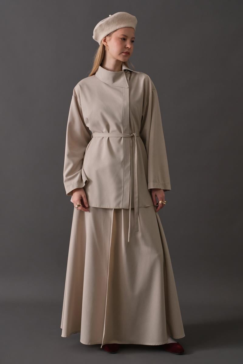 Asimetrik Yaka Gömlek Taş