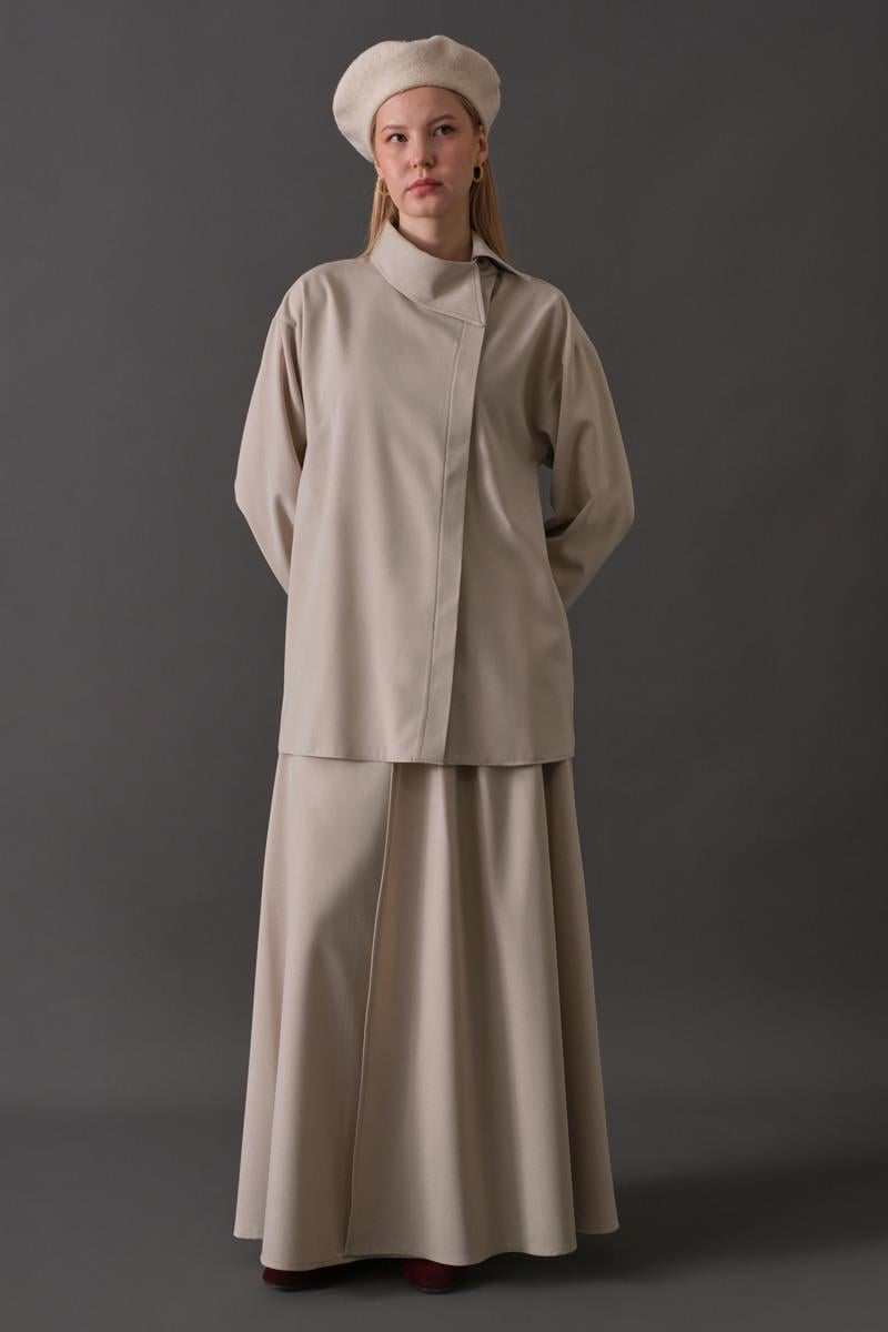 Asimetrik Yaka Gömlek Taş