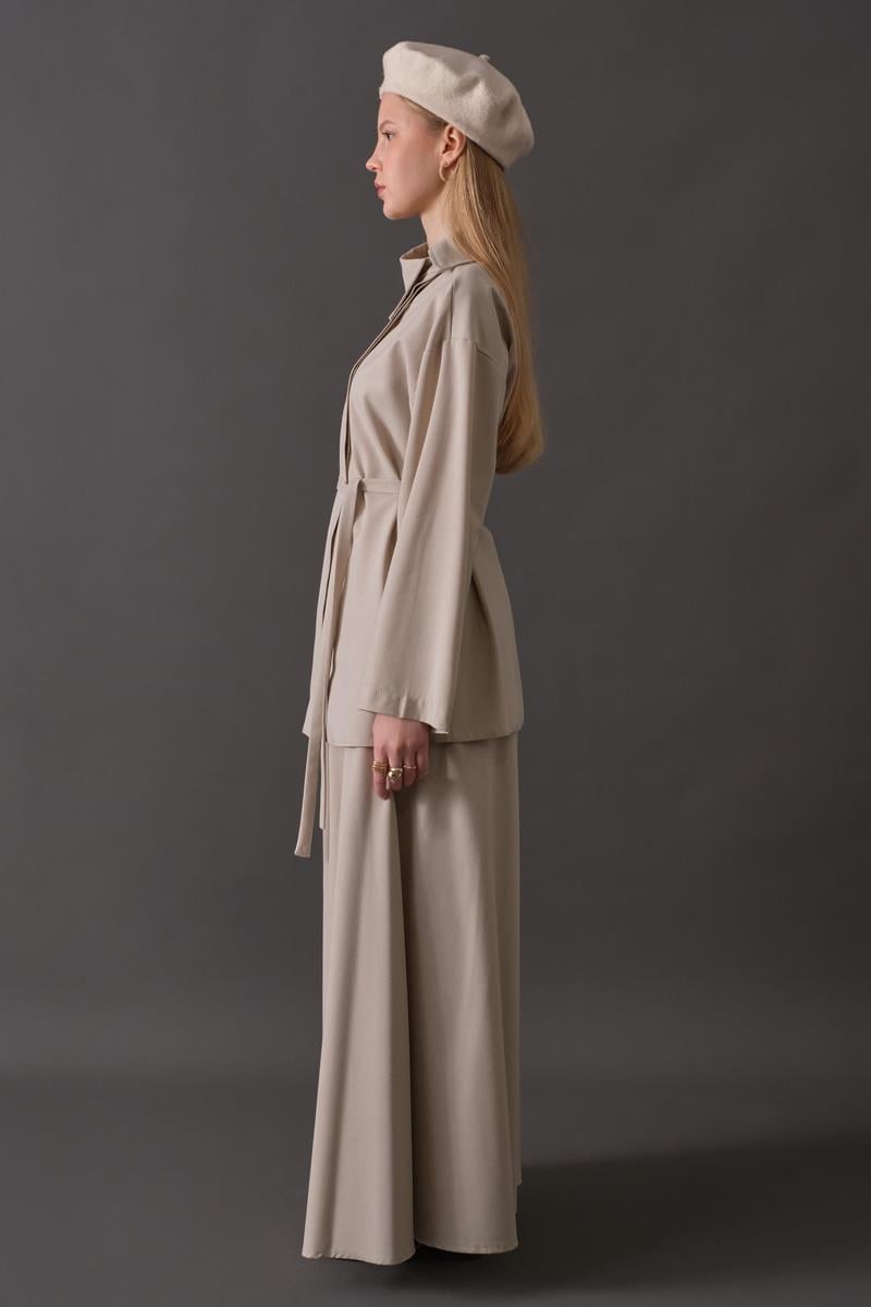 Asimetrik Yaka Gömlek Taş