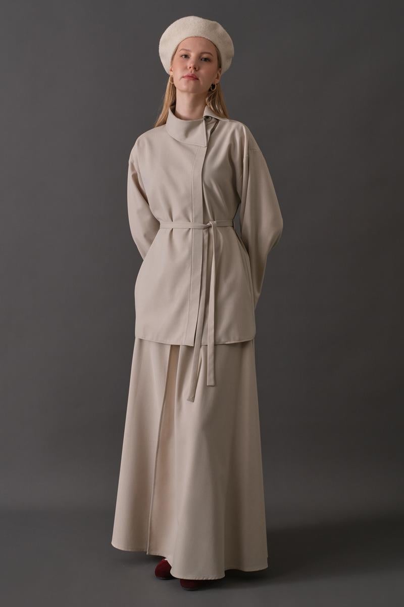 Asimetrik Yaka Gömlek Taş