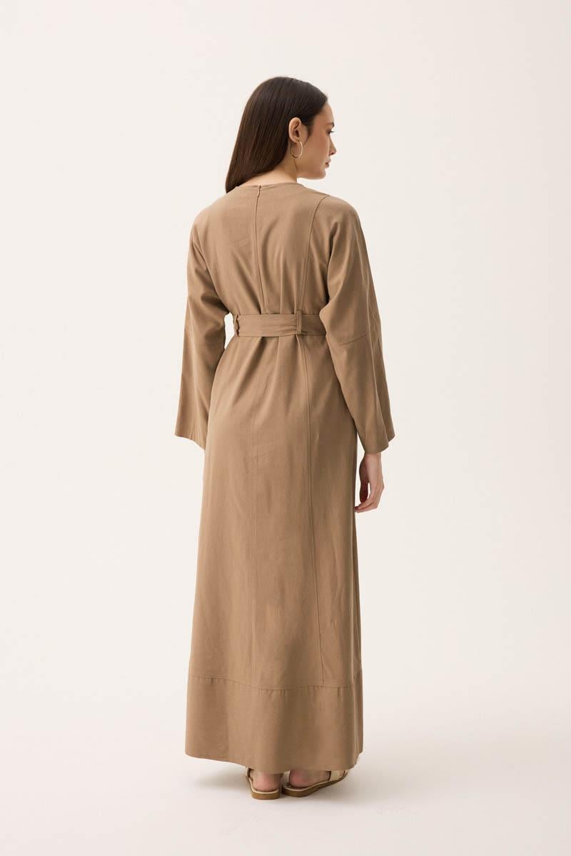 Ayana Keten Elbise Camel