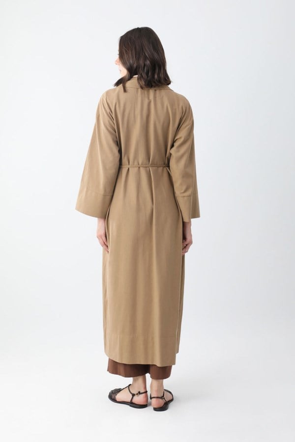 Bağlamalı Keten Trençkot camel