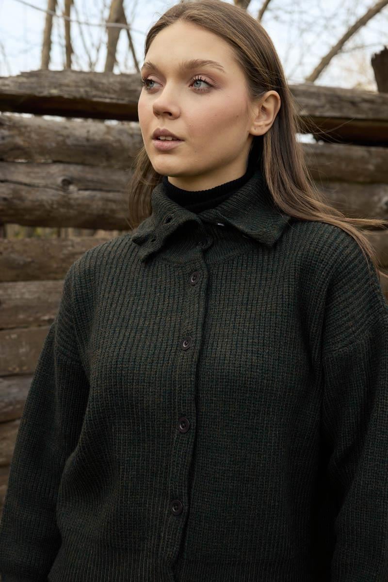 Balıkçı Yaka Hırka Haki