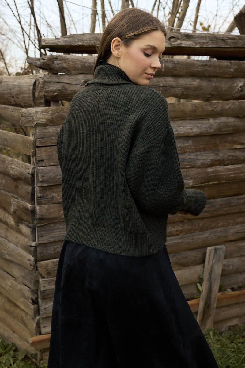 Balıkçı Yaka Hırka Haki