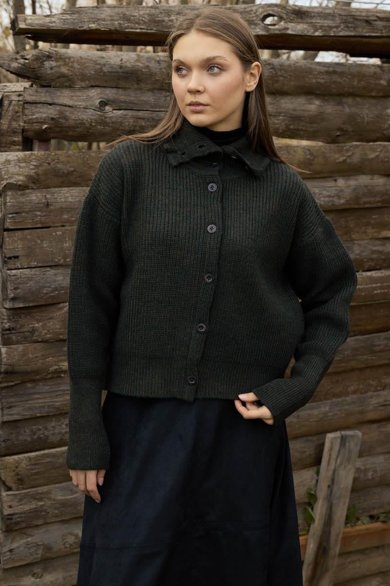 Balıkçı Yaka Hırka Haki