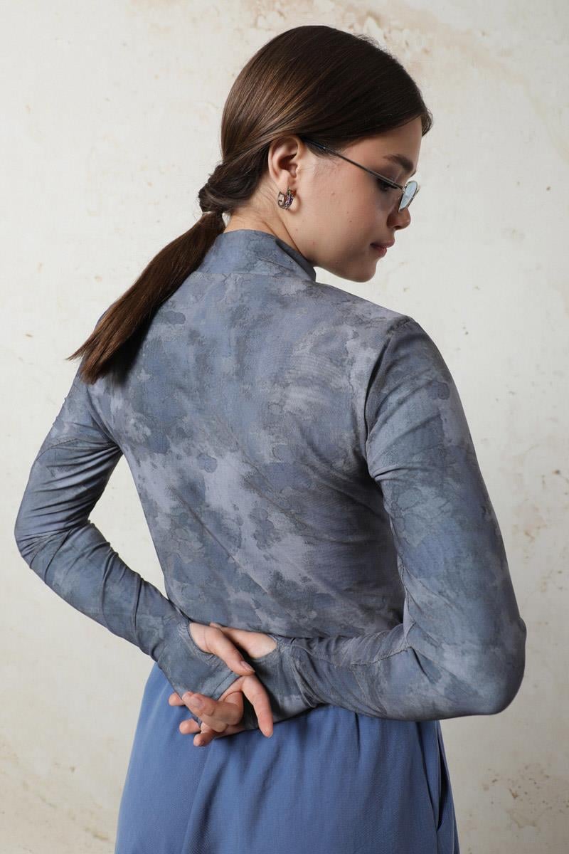 Batik Desenli Body Mavi